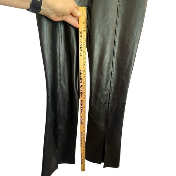 Wild Fable S Black Faux Leather High Rise Flare Slit Pants Goth Biker Costume - Picture 10 of 14